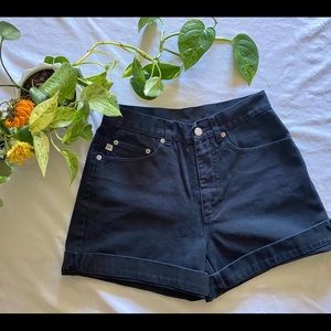 Retro High Sierra black denim high waisted shorts